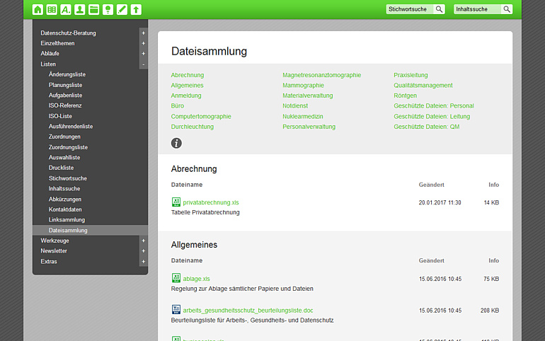 In der Dateisammlung sind alle Dateien mit einer Link-Funktion eingebunden